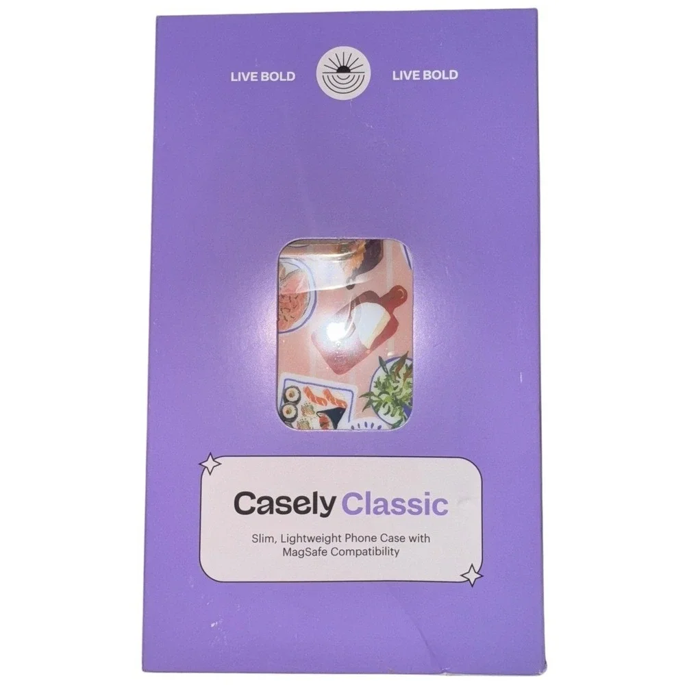 Casely Phone Case Slim Lightweight MagSafe Compatible Food Print Pink‎ 15 Pro